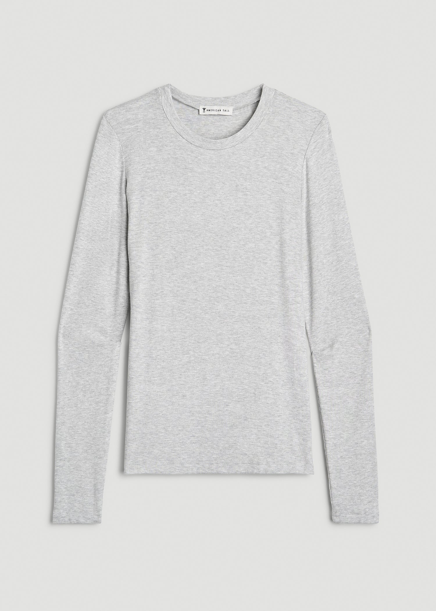 Woman Ribbed Long Sleeve Crew Neck Grey Mix | American Tall