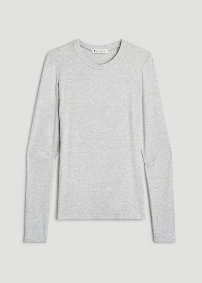 FITTED Ribbed Long Sleeve Tee for Tall Women in Grey Mix