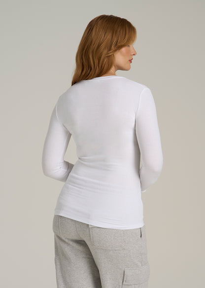 FITTED Ribbed Long Sleeve Tee for Tall Women in White