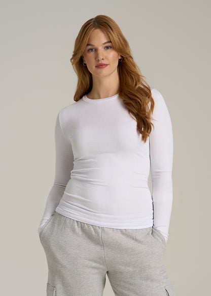FITTED Ribbed Long Sleeve Tee for Tall Women in White