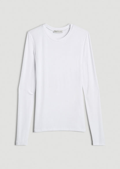 FITTED Ribbed Long Sleeve Tee for Tall Women in White