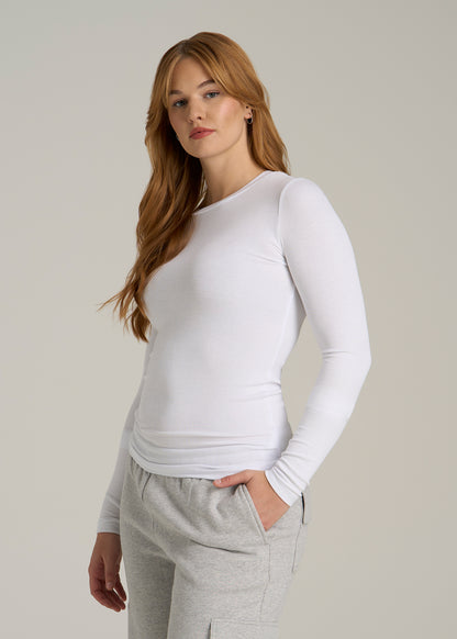FITTED Ribbed Long Sleeve Tee for Tall Women in White