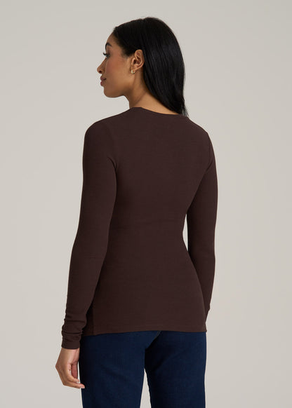 FITTED Ribbed Long Sleeve Tee for Tall Women in Espresso