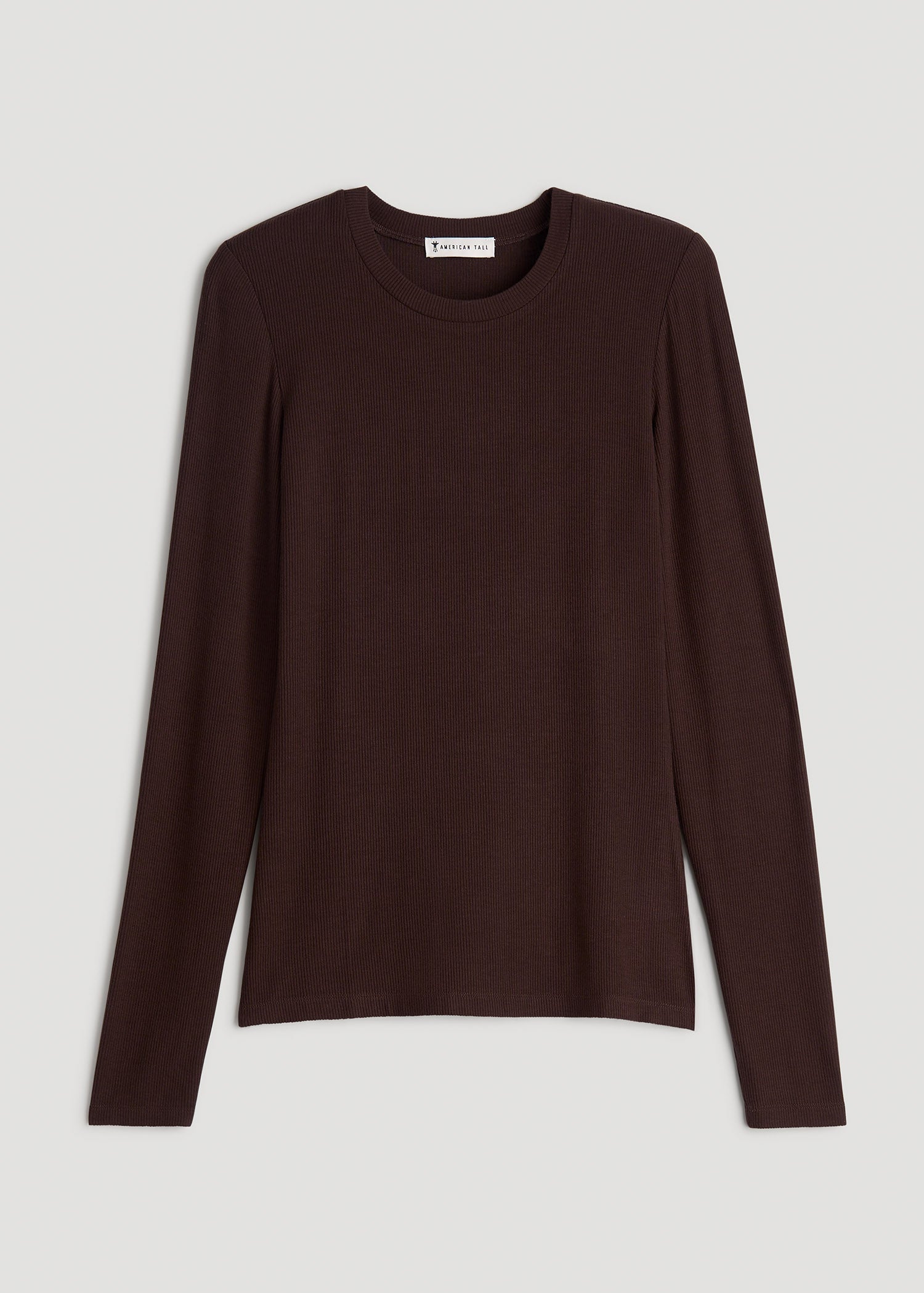 FITTED Ribbed Long Sleeve Tee for Tall Women in Espresso