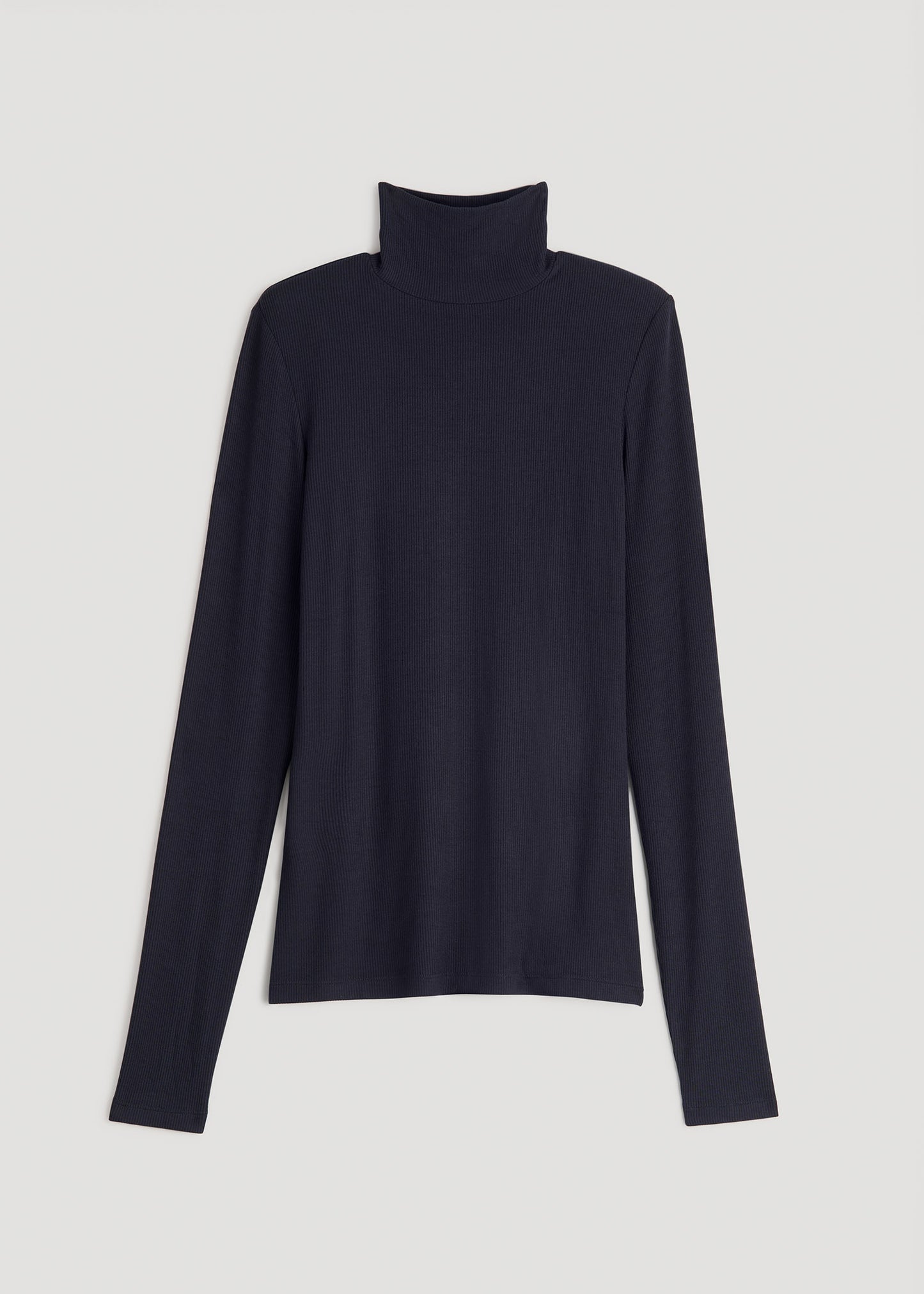 Tall Women's FITTED Long Sleeve Ribbed Turtleneck Tee in Deep Navy