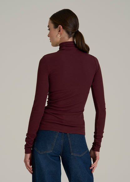 Fitted Long Sleeve Ribbed Turtleneck Tee for Tall Women in Port Royale