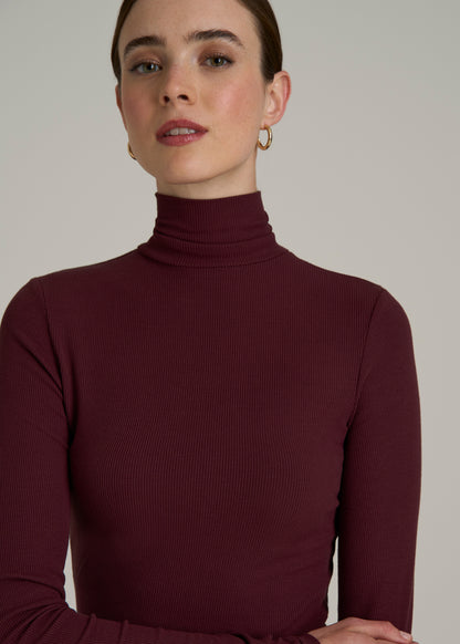 Fitted Long Sleeve Ribbed Turtleneck Tee for Tall Women in Port Royale