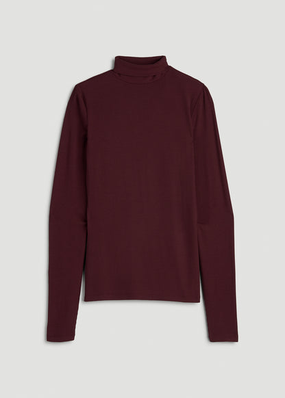Fitted Long Sleeve Ribbed Turtleneck Tee for Tall Women in Port Royale