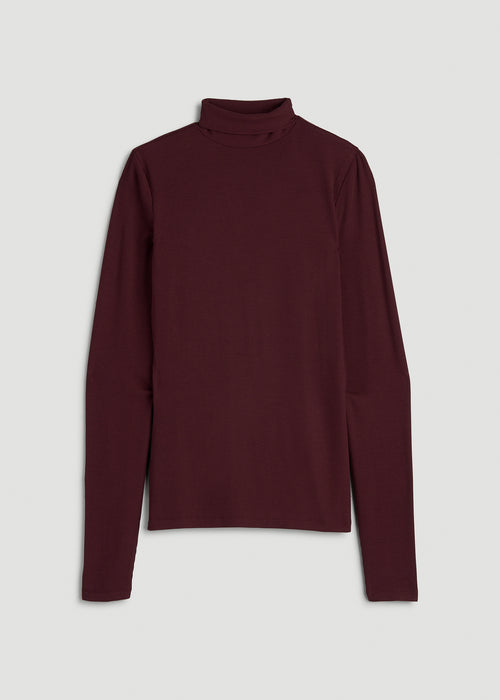 Fitted Long Sleeve Ribbed Turtleneck Tee for Tall Women in Port Royale