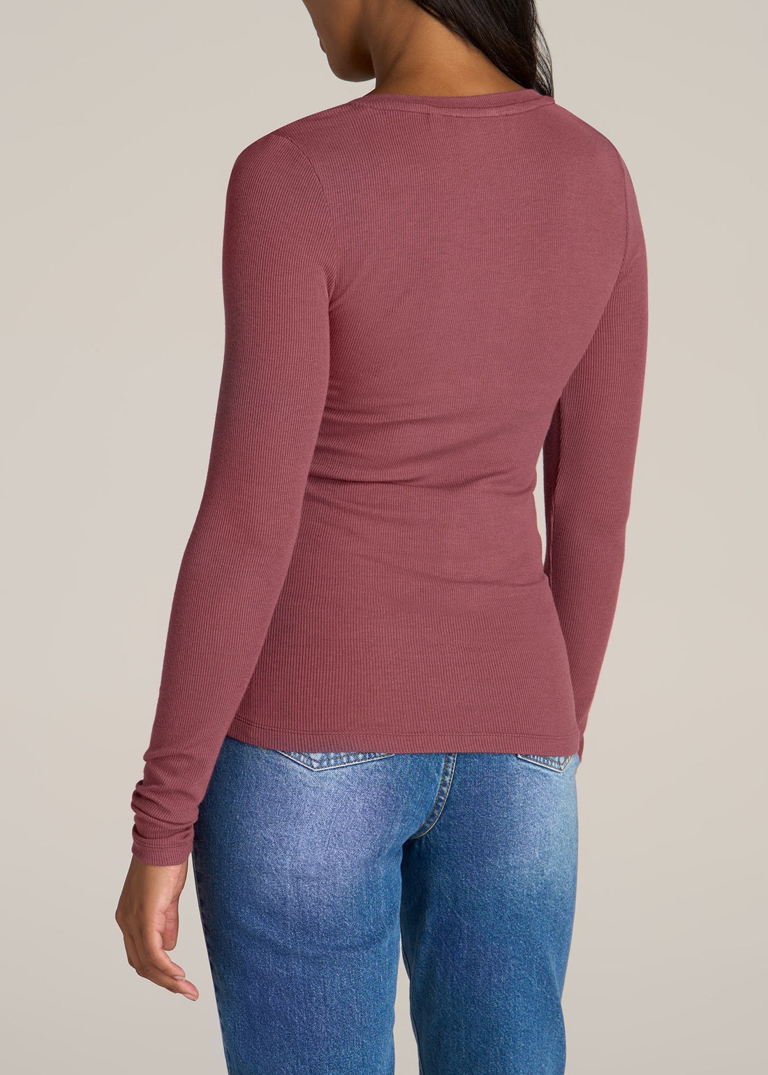 Ribbed Henley Women’s Tall Long Sleeve Shirts American Tall