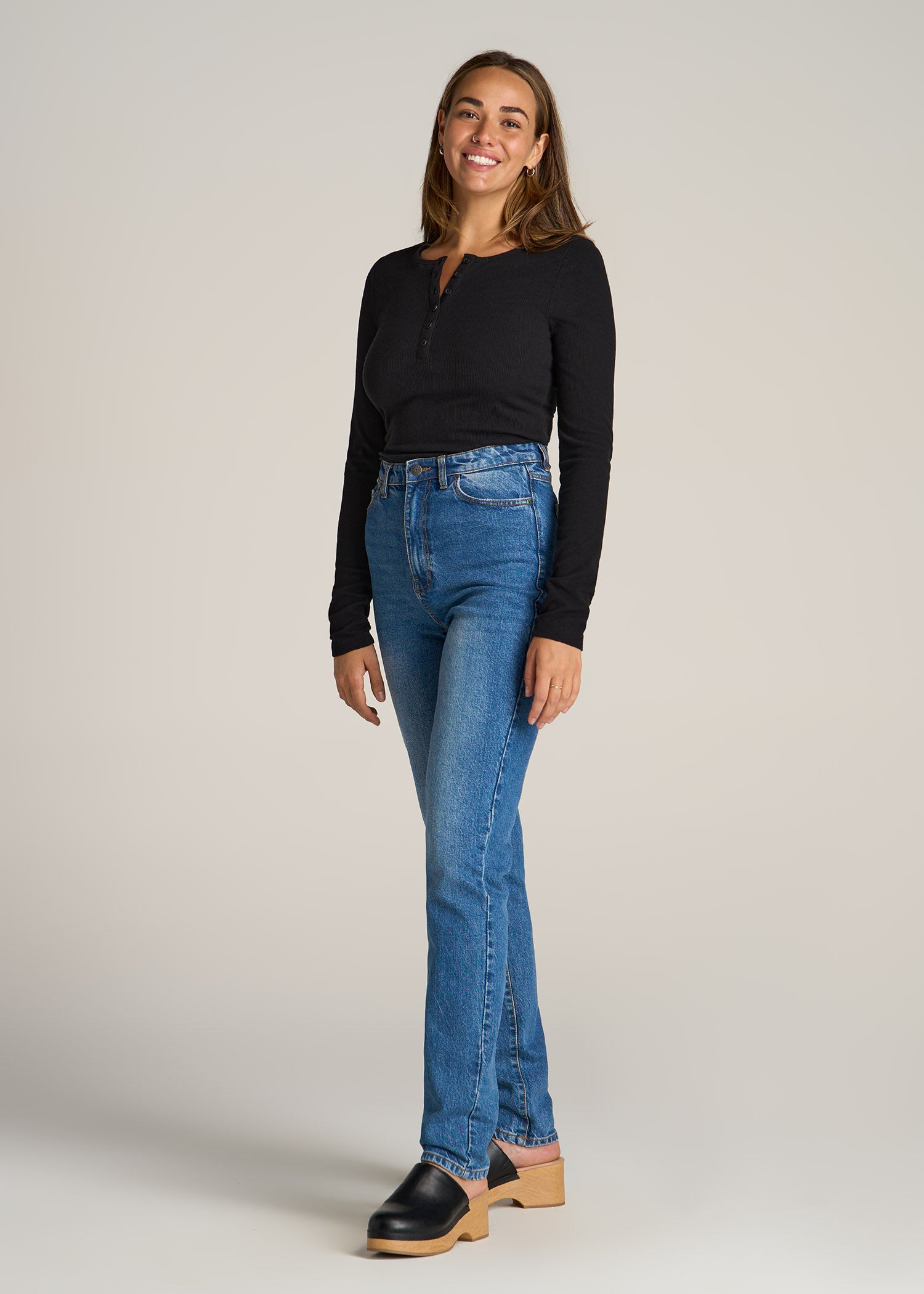 Ribbed Henley - Women's Tall Long Sleeve Shirts