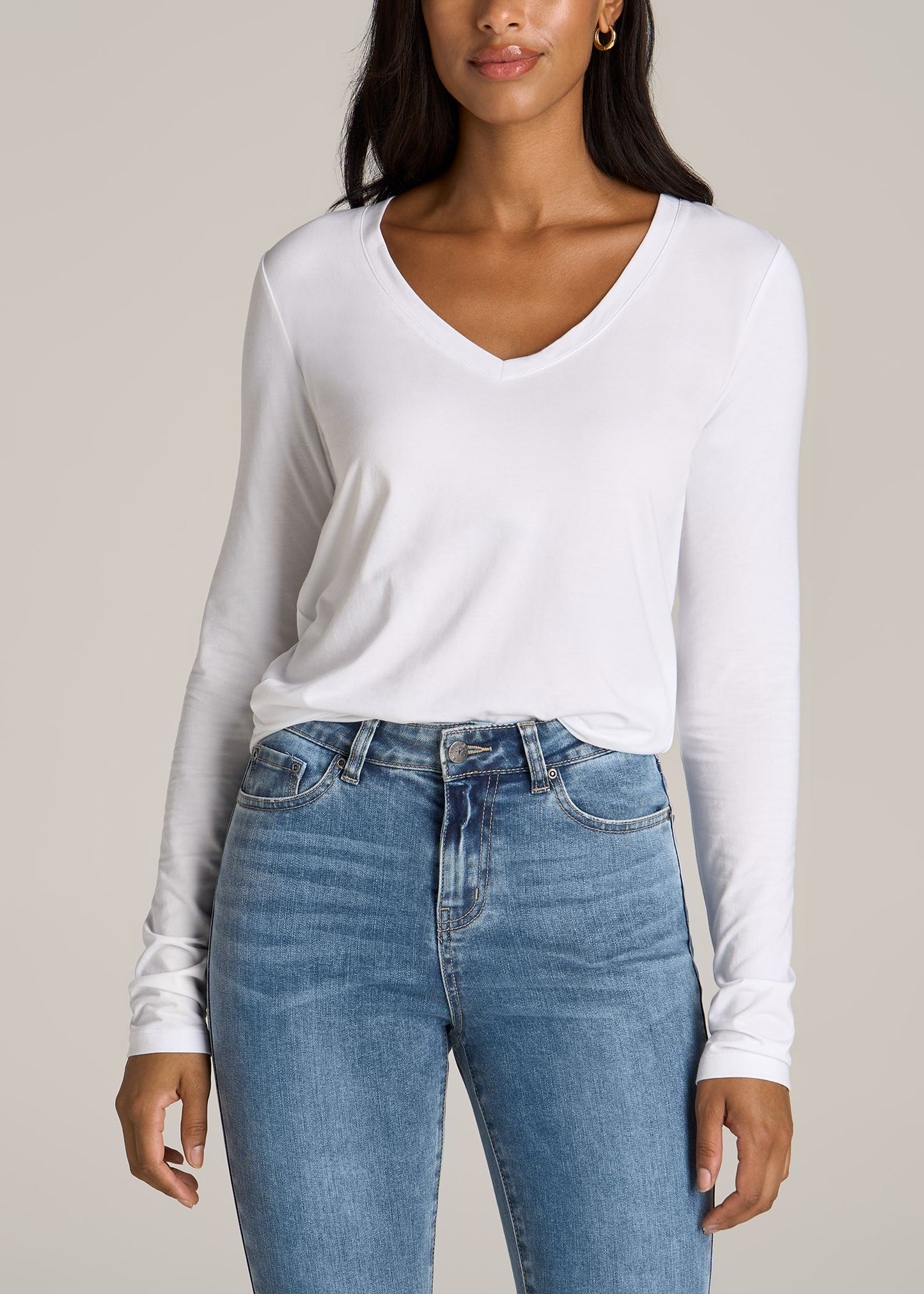American-Tall-Women-Long-sleeve-scoop-v-neck-tee-white-front