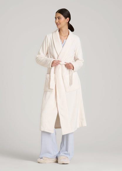 Lounge Robe for Tall Women in White Alyssum
