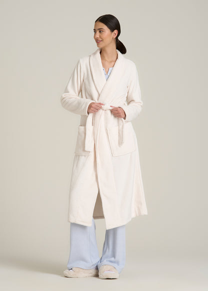 Lounge Robe for Tall Women in White Alyssum