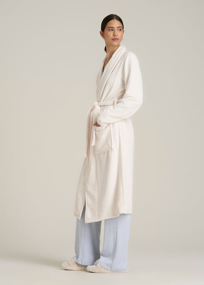 Lounge Robe for Tall Women in White Alyssum
