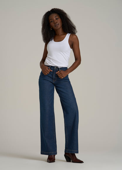 Luna High-Rise Wide-Leg Jeans for Tall Women in Dark Blue Wash