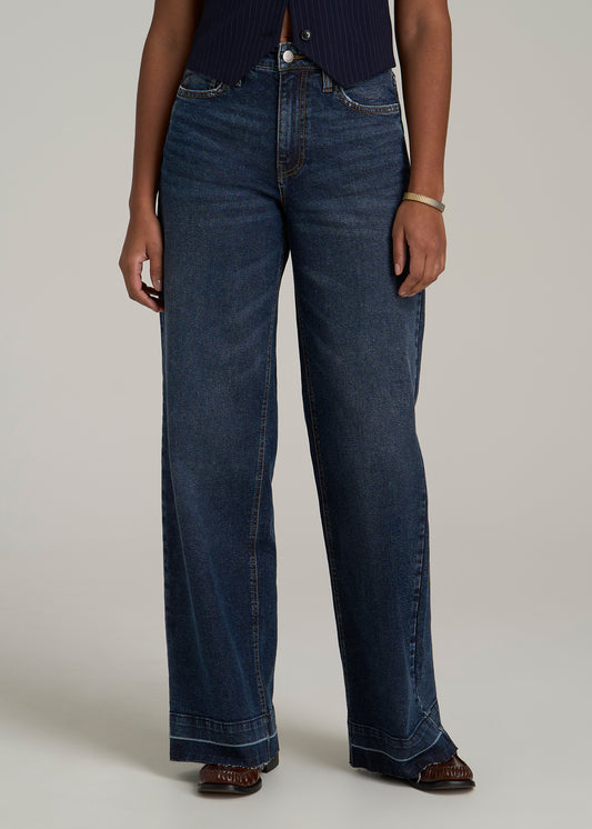 Luna High Rise Wide Leg Tall Jeans for Women in Faded Dark Indigo