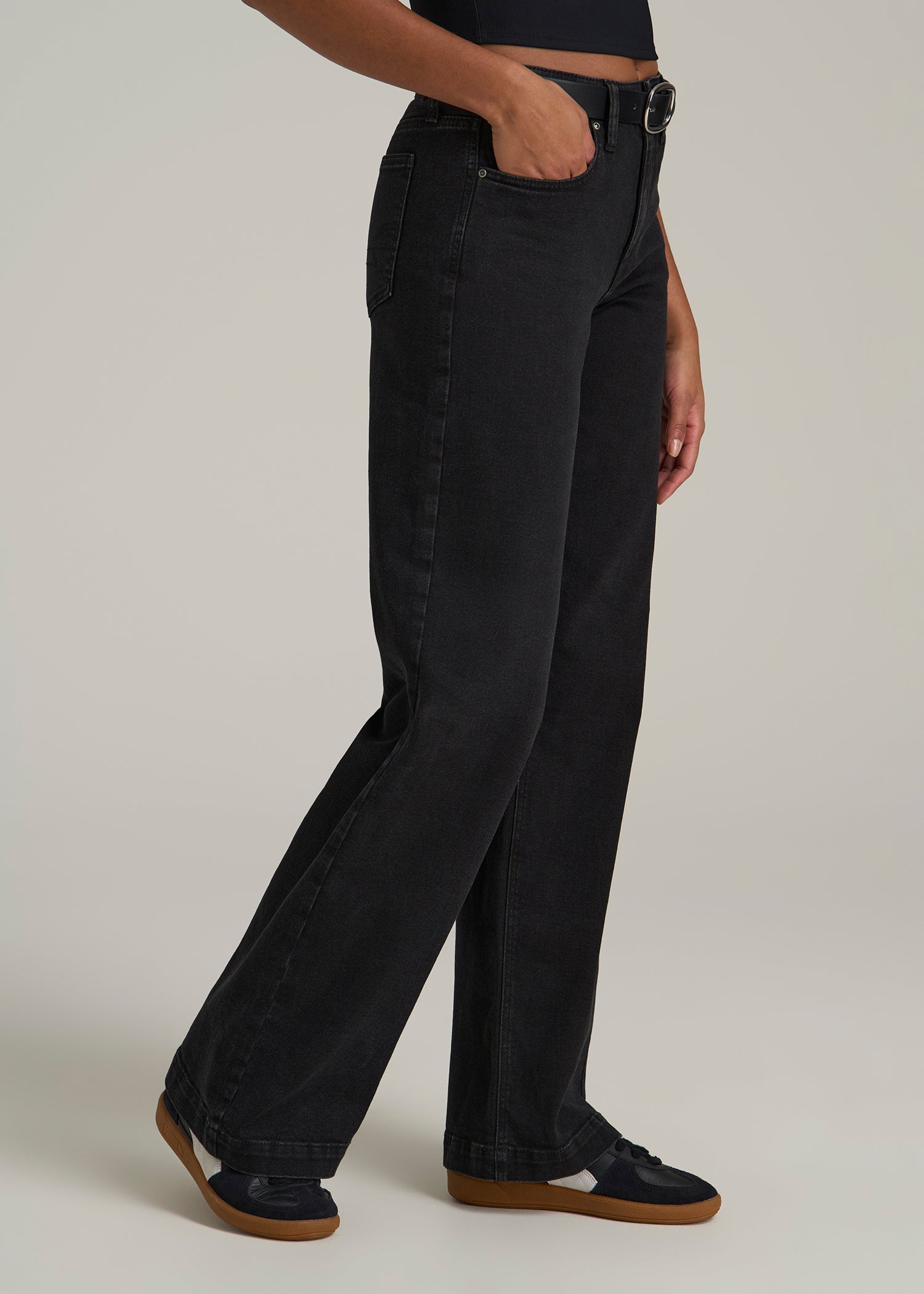 Luna High-Rise Wide-Leg Jeans for Tall Women in Onyx Black Wash
