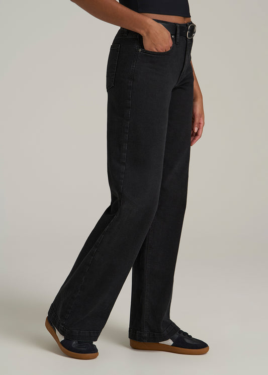 Luna High Rise Wide Leg Tall Jeans for Women in Onyx Black Wash