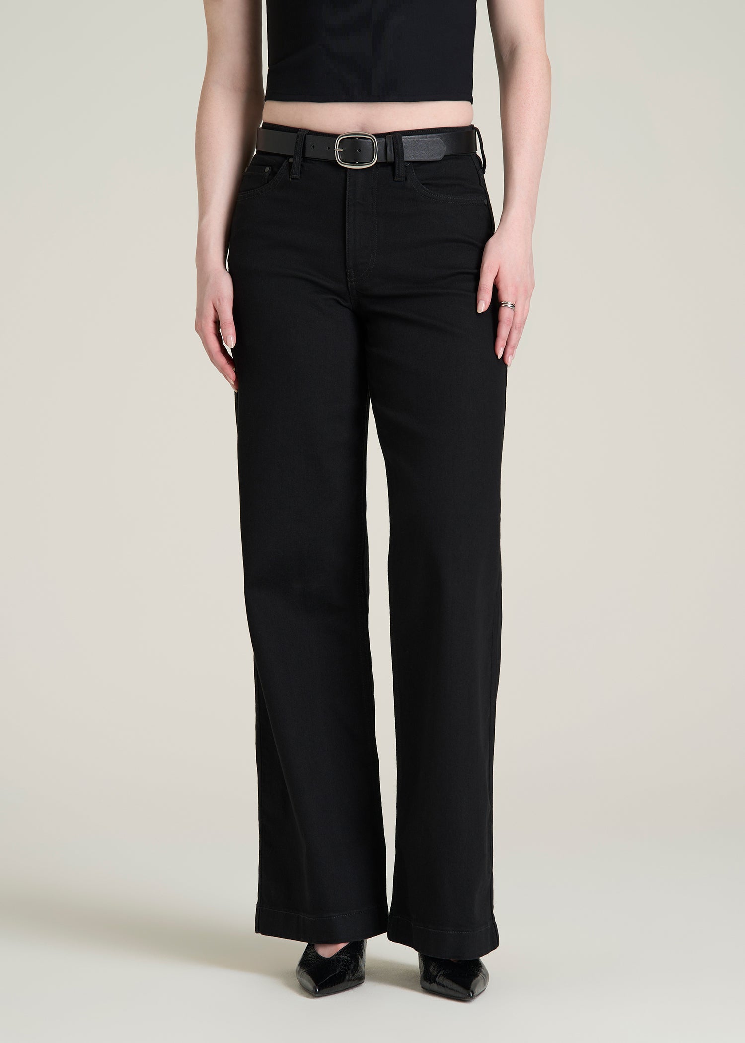 Luna High-Rise Wide-Leg Jeans for Tall Women in Optimum Black