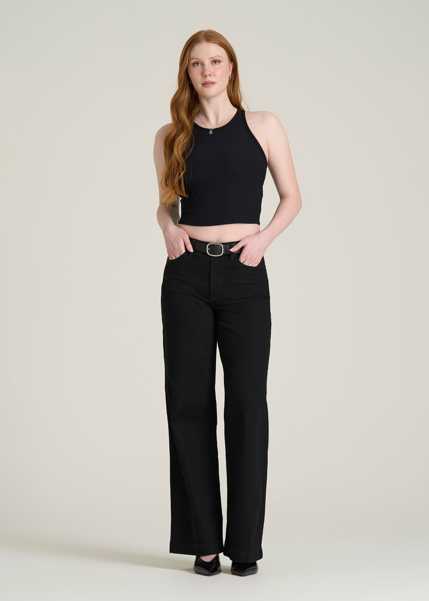 Luna High-Rise Wide-Leg Jeans for Tall Women in Optimum Black