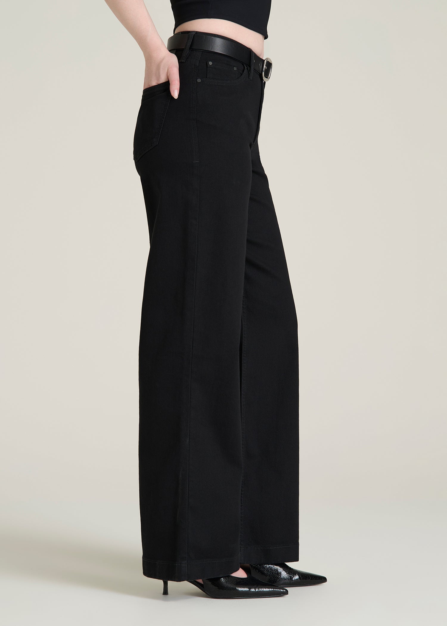 Luna High-Rise Wide-Leg Jeans for Tall Women in Optimum Black