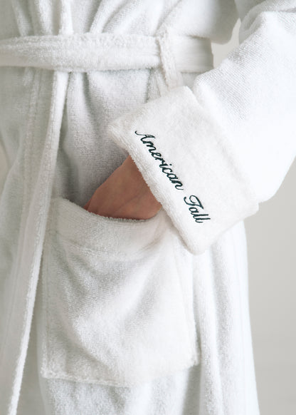 Luxe Zero Twist Cotton Hotel Robe for Tall Women in White