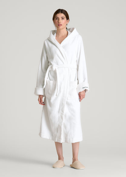 Luxe Zero Twist Cotton Hotel Robe for Tall Women in White