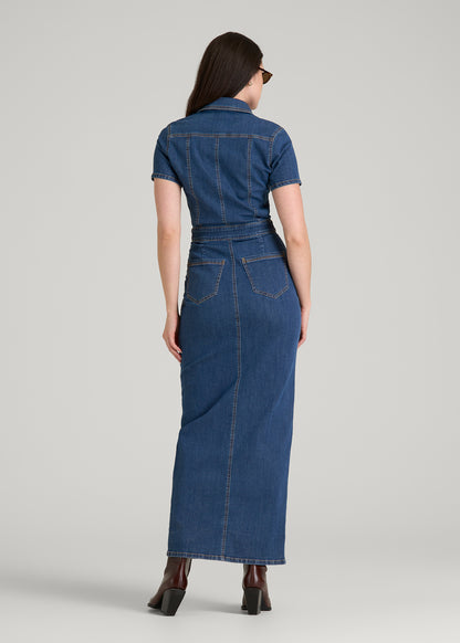 Maxi Denim Dress for Tall Women in New Colorado Blue