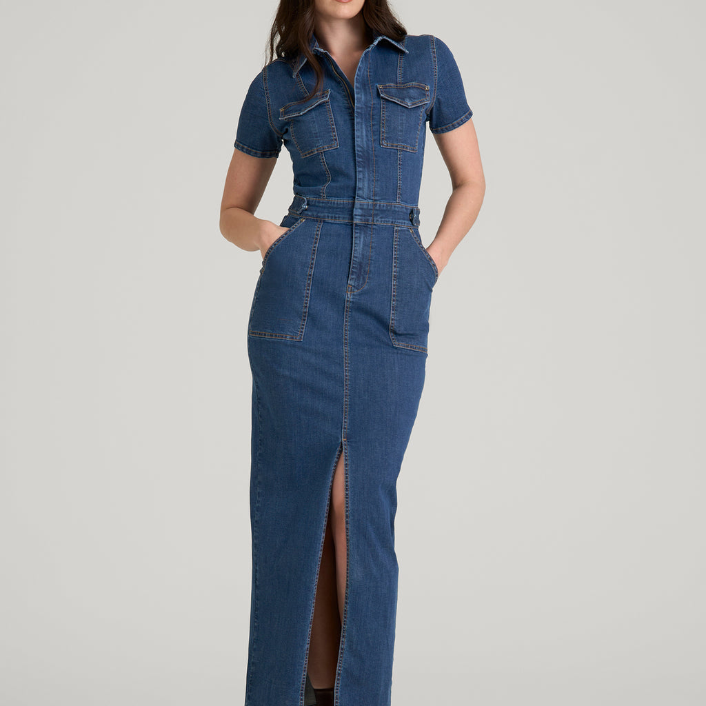 slim fit dress slacks Maxi Denim Dress for Tall Women