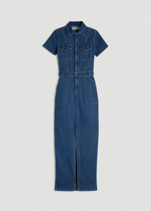 maxi denim dresses for women Maxi Denim Dress for Tall Women in New Colorado Blue L / Extra Tall / New Colorado Blue