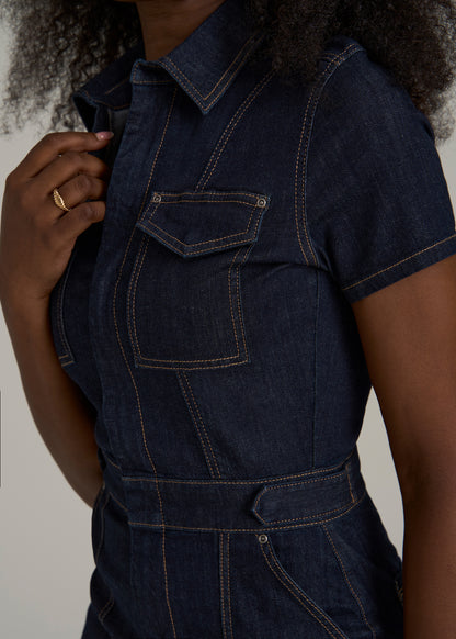 Maxi Denim Dress for Tall Women in Rinse Wash