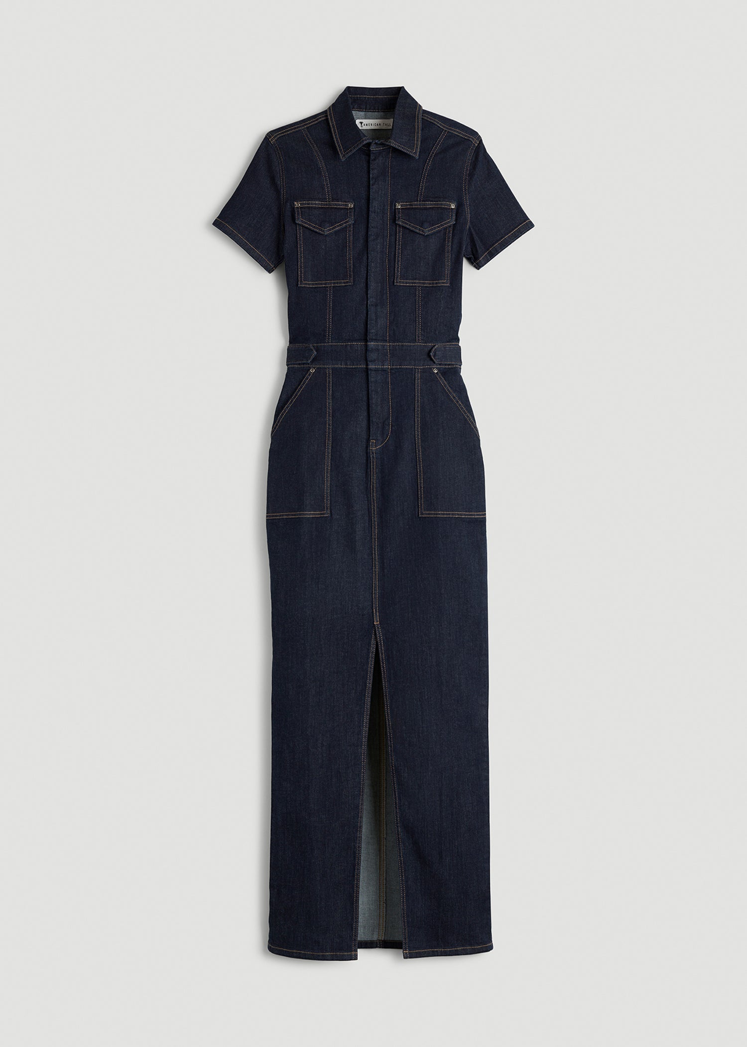 Maxi Denim Dress for Tall Women in Rinse Wash