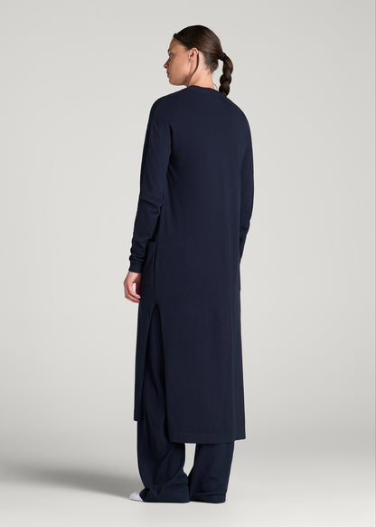Maxi Knit Lounge Cardigan for Tall Women in Royal Navy