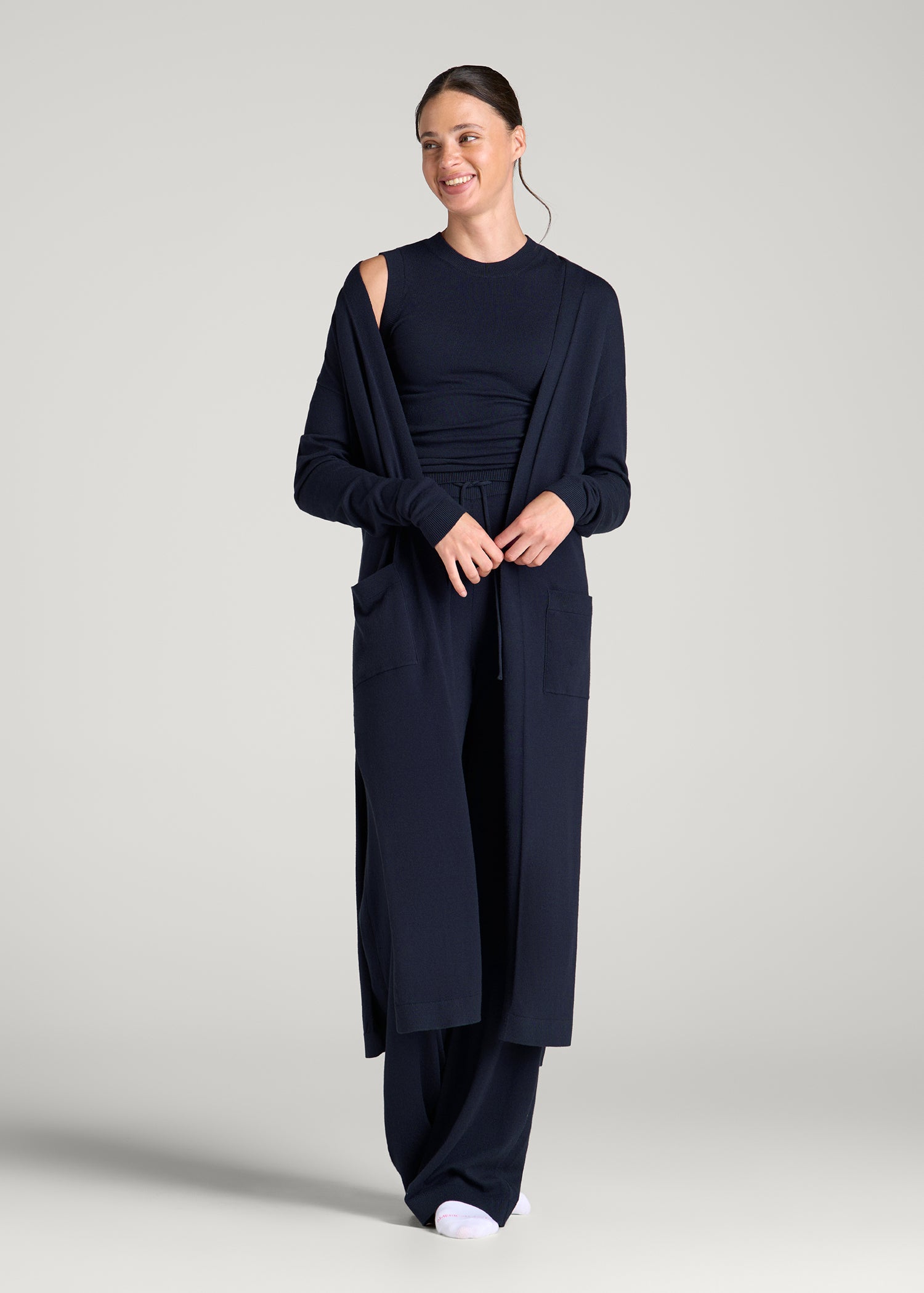 Maxi Knit Lounge Cardigan for Tall Women in Royal Navy