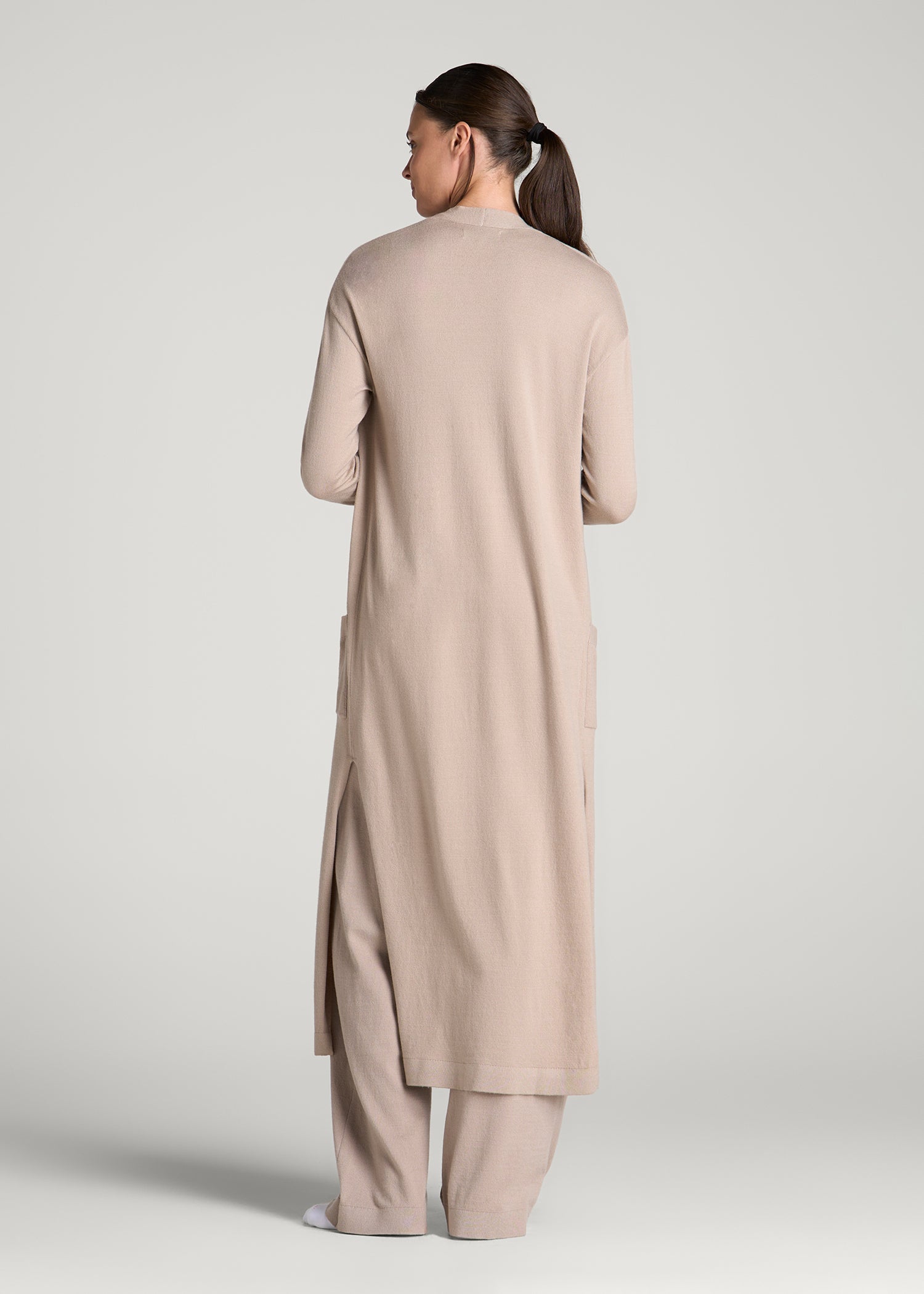 Maxi Knit Lounge Cardigan for Tall Women in Simply Taupe