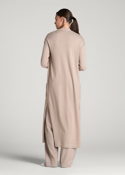 Maxi Knit Lounge Cardigan for Tall Women in Simply Taupe