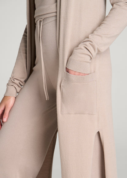 Maxi Knit Lounge Cardigan for Tall Women in Simply Taupe