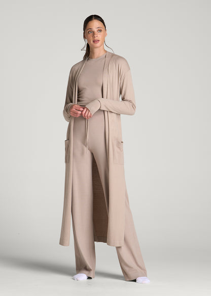 Maxi Knit Lounge Cardigan for Tall Women in Simply Taupe