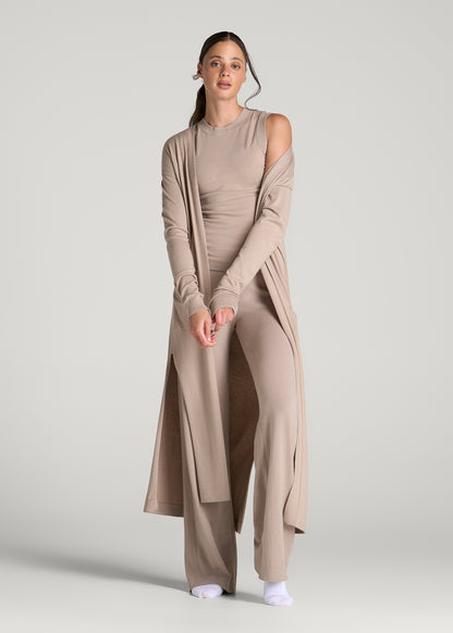 Maxi Knit Lounge Cardigan for Tall Women in Simply Taupe