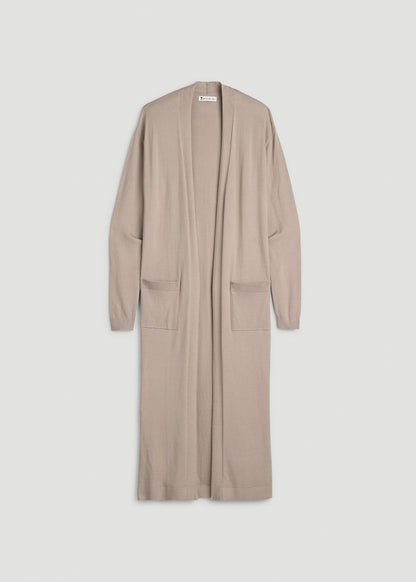 Maxi Knit Lounge Cardigan for Tall Women in Simply Taupe