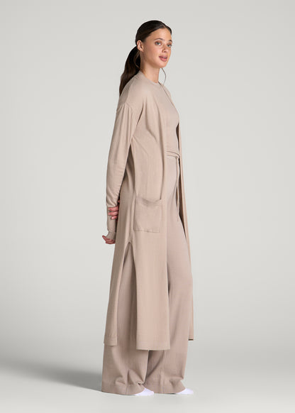 Maxi Knit Lounge Cardigan for Tall Women in Simply Taupe