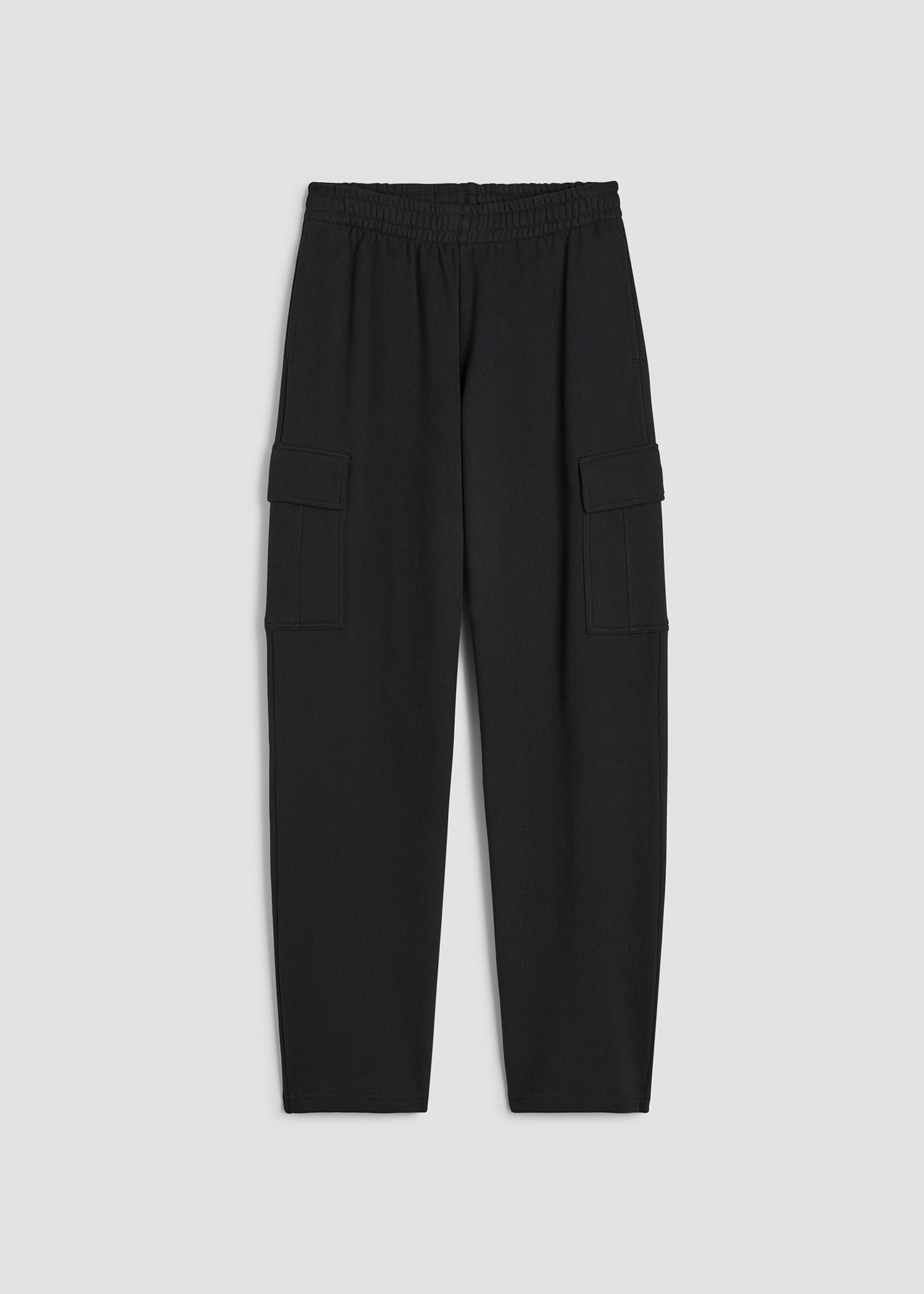 Mid Rise Cargo Fleece Sweatpants for Tall Women in Black