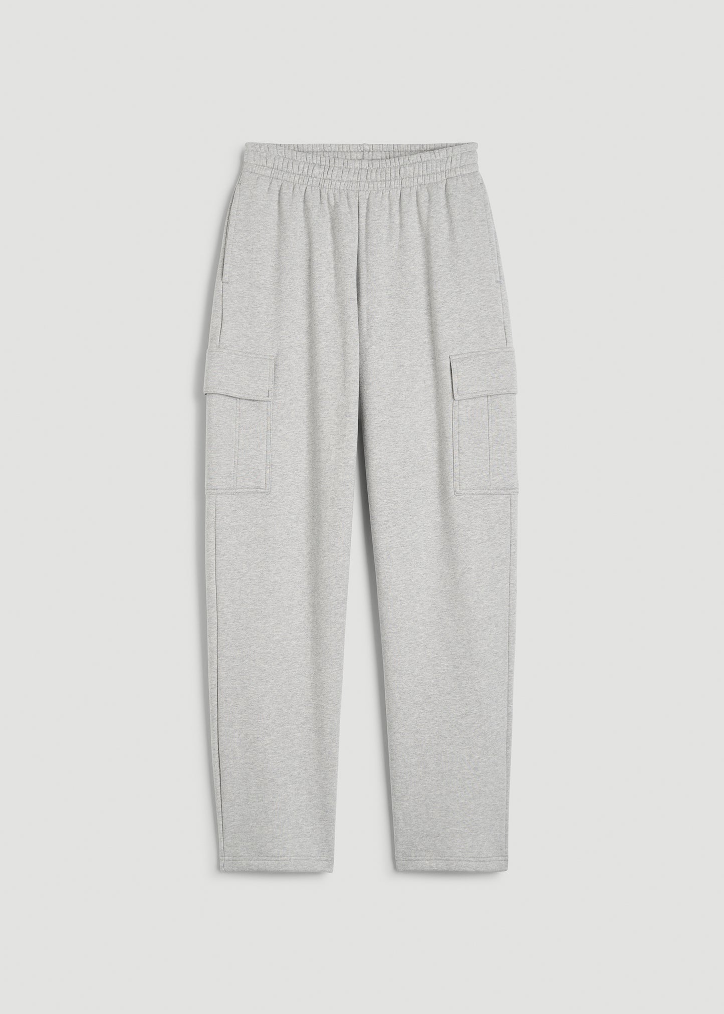 Mid Rise Cargo Fleece Sweatpants for Tall Women in Grey Mix