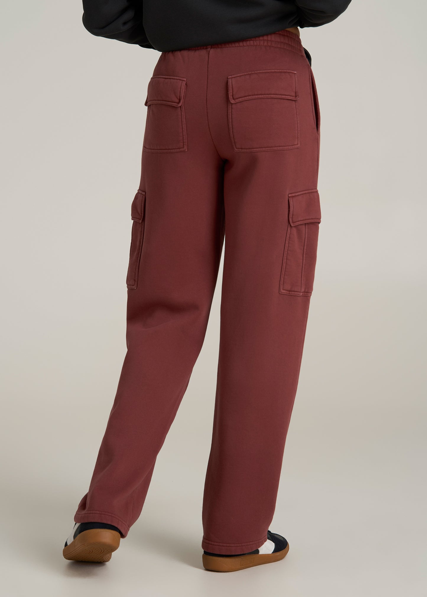 Mid Rise Cargo Fleece Sweatpants for Tall Women in Intense Rust