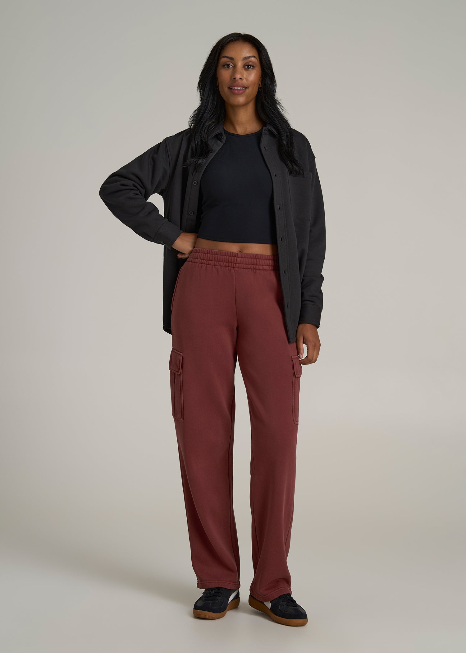 Cargo Plus Size Fleece Sweatpants Mid Rise Cargo Fleece