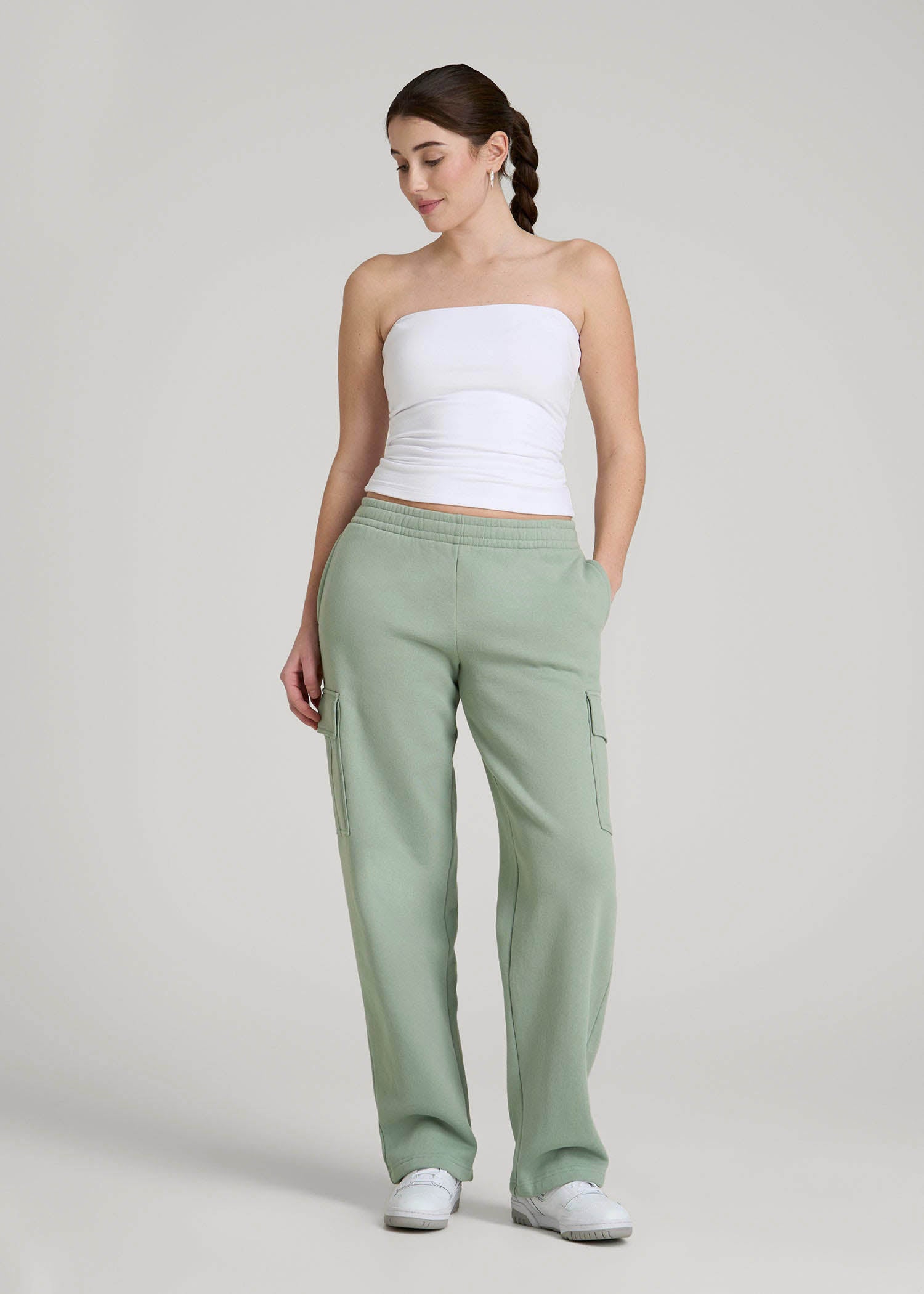 Mid Rise Cargo Fleece Sweatpants for Tall Women | American Tall