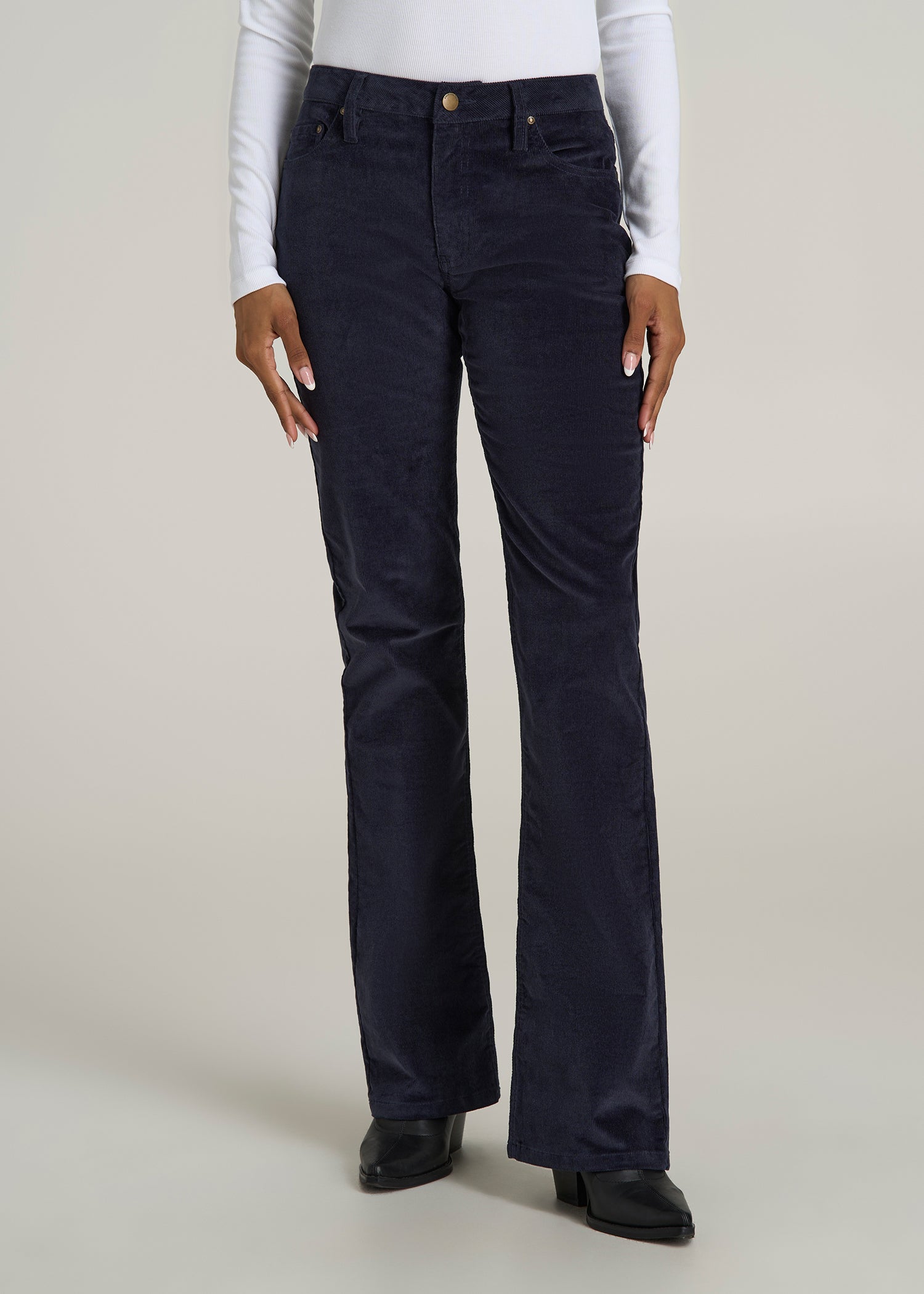 Mid-Rise Mini Bootcut Corduroy Pants for Tall Women in Patriot Blue
