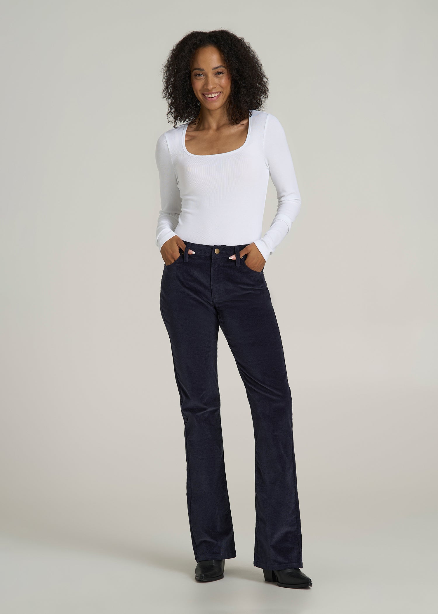 Mid Rise Mini Bootcut Tall Corduroy Pants for Women