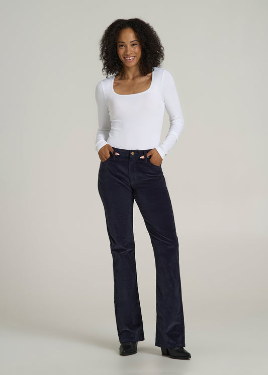 Mid Rise Mini Bootcut Tall Corduroy Pants for Women in Patriot Blue